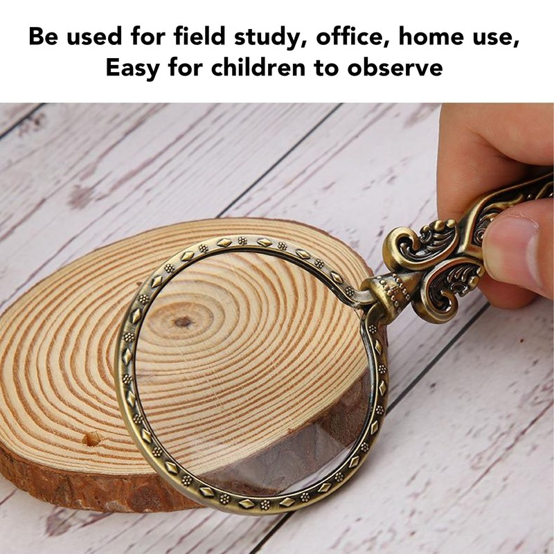 3X Retro Magnifying Glass Handheld Portable Exquisite Magnifying Glass for
