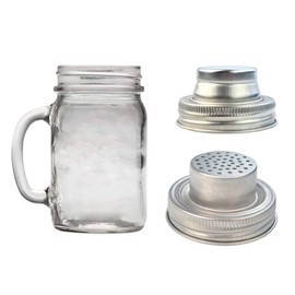 obmwang 4 Pack of Stainless Steel Mason Jar Shaker Lids Caps for Cocktail,Dredge Flour,Mix Spices,Sugar, Salt, Peppers and More or Shake Drinks Cocktail--Fits Any Regular Mouth Mason Jar Canning Jar