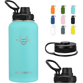 STACEGEELE Insulated Vacuum Water Bottle with Spout Lid & Screw on Top | Stainless Steel Flask For Kids Leak Proof Lightweight Eco Friendly 18oz / 24oz / 32 oz / 40oz(32oz Seafoam)