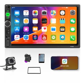 Double Din Car Stereo 7” Touch Screen Car Radio with Bluetooth Backup Camera FM Radio Receiver USB AUX Auto radio TF Card Input Audio Video MP5 MP4 MP3 Player Car Multimedia Player Support Mirror Link