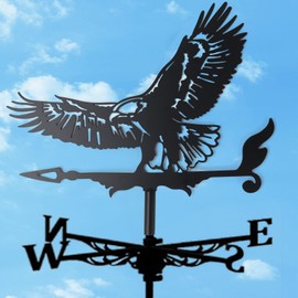Garden Decor Weather Vane - Black Ornamental Wind Direction Pointer for the Garden, Eagle Metal Weather Vane, Roof/Courtyard/Outdoor/Garden Decoration(Flying Eagle)