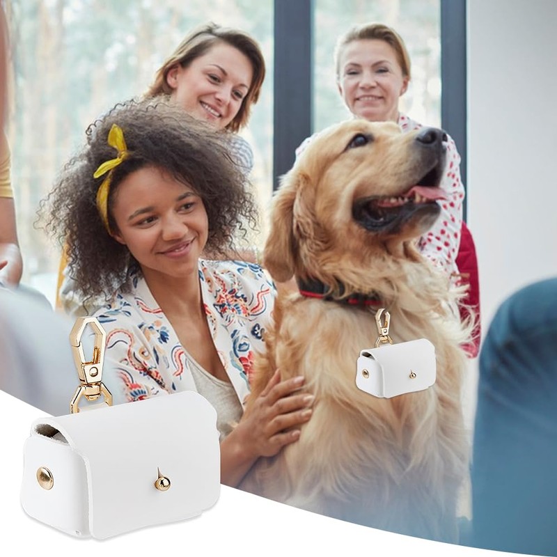 SUPERFINDINGS ホワイト ドッグリング ベアラーホルダー レザーピローボックス ペットカラー ウェディングポーチ プロポーズ用ギフト 婚約用品