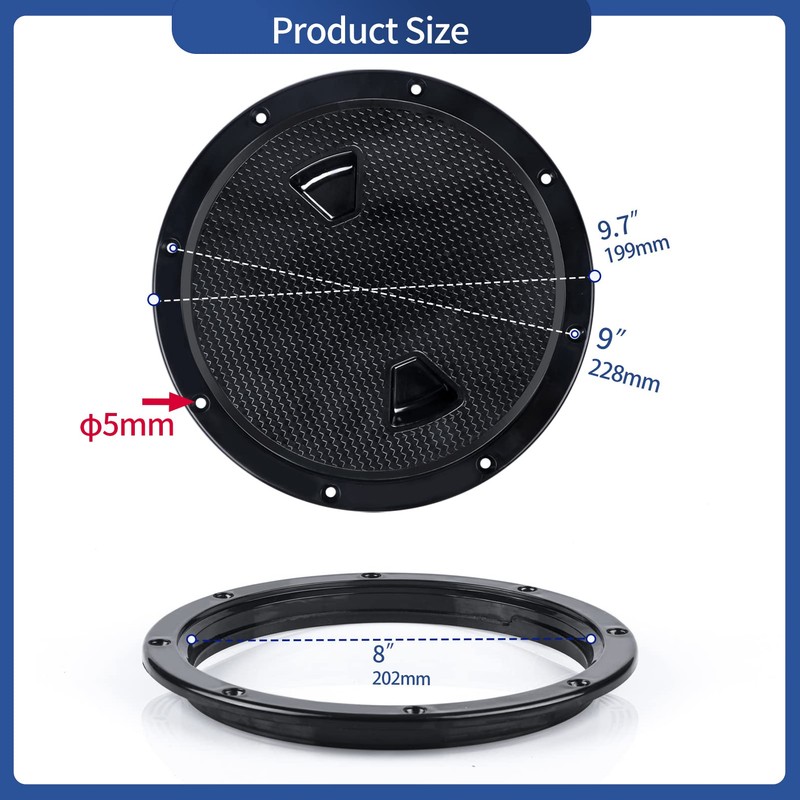 Smartmarine Marine Access Hatch Black Round Non Slip Boat Inspection