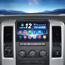 Car Radio for Dodge Ram 1500 2500 3500 2009-2012: 2+64G Car Stereo with Carplay Android Auto, 10" Touch Screen GPS Navigation Backup Camera