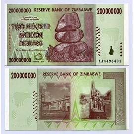Zimbabwe 200 Million Dollars x 10 pcs 2008 P81 Consecutive UNC Currency Bills