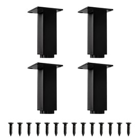 TamBee Furniture Cabinet Legs Adjustable Furniture Legs Square Metal Cabinet Table Legs Kitchen Feet Black, Pack of 4 (4.72in, Black)