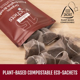 Two Leaves and a Bud Organic Assam English Breakfast, Whole Leaf Black Tea in Eco-Friendly Unwrapped Compostable Sachets, Resealable Bag, 15 Sachets (Pack of 1)