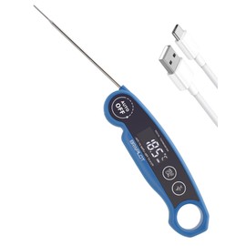 BRAPILOT Digital Meat Thermometer Rechargeable,Waterproof Kitchen Cooking Thermometer Probe,2-3S Instant Read for Steak Grill Water Milk Bread Airfryer BBQ Baking Oil Deep Fry Smoker (Blue)