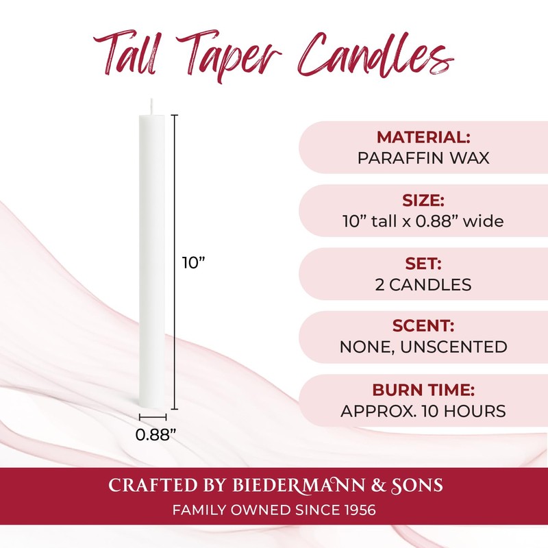 Biedermann & Sons 2 Pack Tall Taper Candles - Unscented