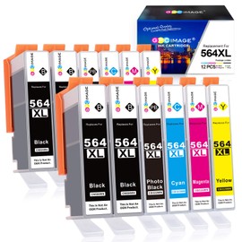 GPC Image Compatible Ink Cartridge Replacement for HP 564XL 564 XL Compatible with DeskJet 3520 3522 Officejet 4620 Photosmart 5520 6510 6515 6520 7520 7525 D7560 Printer Tray (12-Pack)