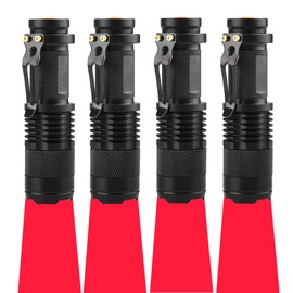 4 Pack Red Light Flashlight, 3 Modes Red LDE Red Flashlight for Astronomy, Night Observation and Outdoor Activities