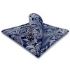 S&W SHLAX&WING Mens Pocket Square Pailsey Dark Blue Navy Silver
