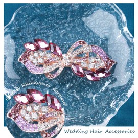 TseenYi Rhinestone Gemstone Hair Clip Crystal Bow Hair Clip Bling Bridal Head Clip Headwear Gold Rhinestone Wedding Hair Pins for Women Girls Gifts (with Purple Crystal)