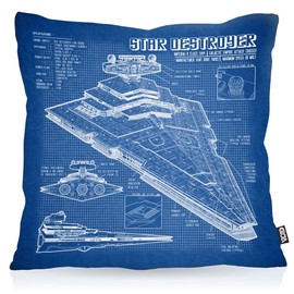 Void Star Destroyer Kapa Cushion Cover Outdoor Indoor Blueprint Raumschiff, 50 x 50 cm