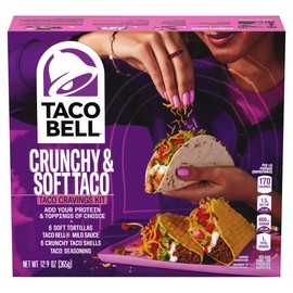 Taco Bell Crunchy & Soft Taco Cravings Kit with 6 Soft Tortillas, 6 Crunchy Taco Shells, Taco Bell Mild Sauce & Seasoning, 12.77 oz Box