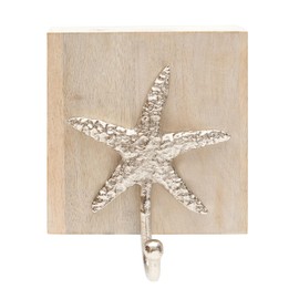 Beachcombers Mango Wood Nautical Wall Hook. 5.5-inch Length, Wall Hanging Ornganizer (Sea Star), Gold, B2622
