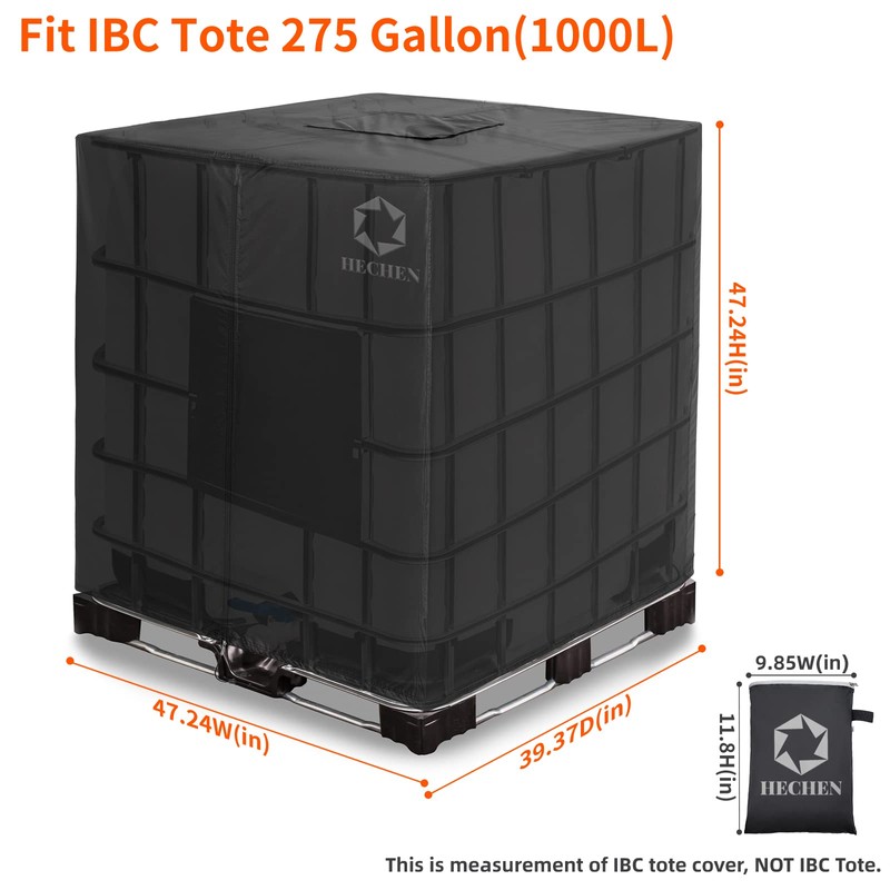 IBC Tote Cover,Zipper,420D Heavy Duty Nano Materials Waterproof,Fit 275 Gallon