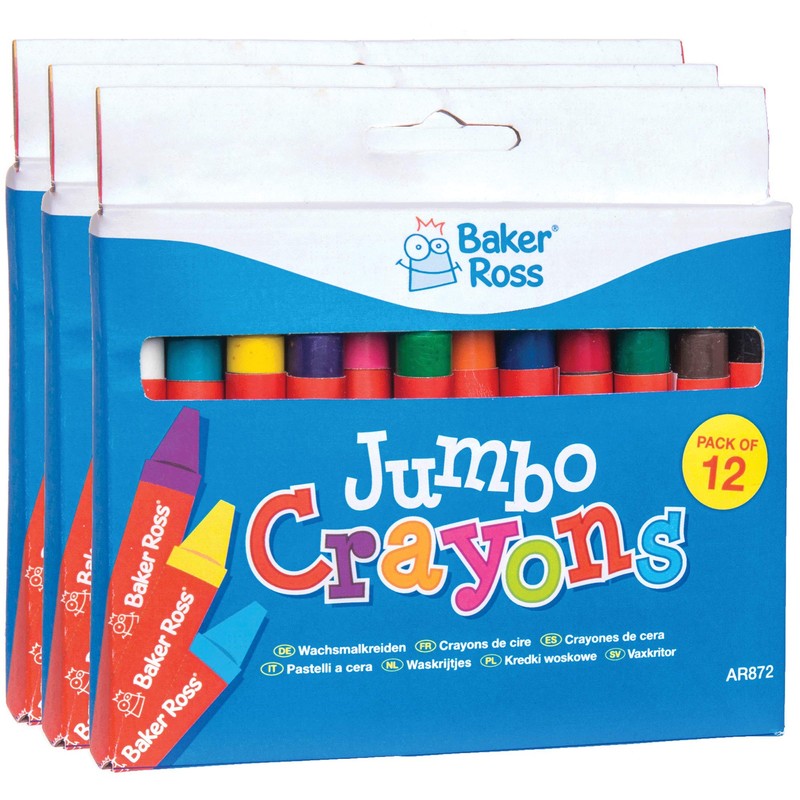 Baker Ross AR872 Chunky Wax Crayons for Kids Arts and