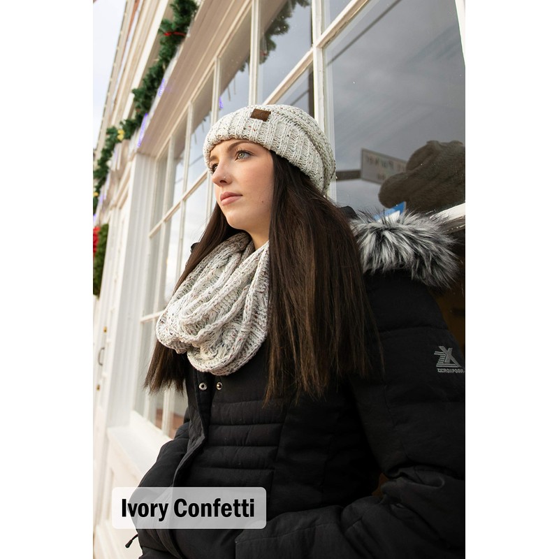 Oversized Slouchy Beanie Matching Scarf Winter Set Bundle - Black