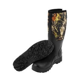 Ubon Men's Waterproof Neoprene Rain Boot Insulated Rubber Boots for Mud Work, Hunting, Fishing and Gardening with Adjustable Mid Calf, Camo, Size 10