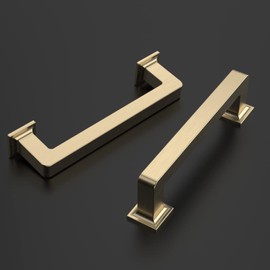 Amerdeco 10 Pack Brushed Brass Cabinet Pulls 3 Inch(76MM) Hole Centers Kitchen Cabinet Handles Cabinet Hardware Kitchen Handles for Cabinets Cupboard Handles Drawer Pulls ZH0019
