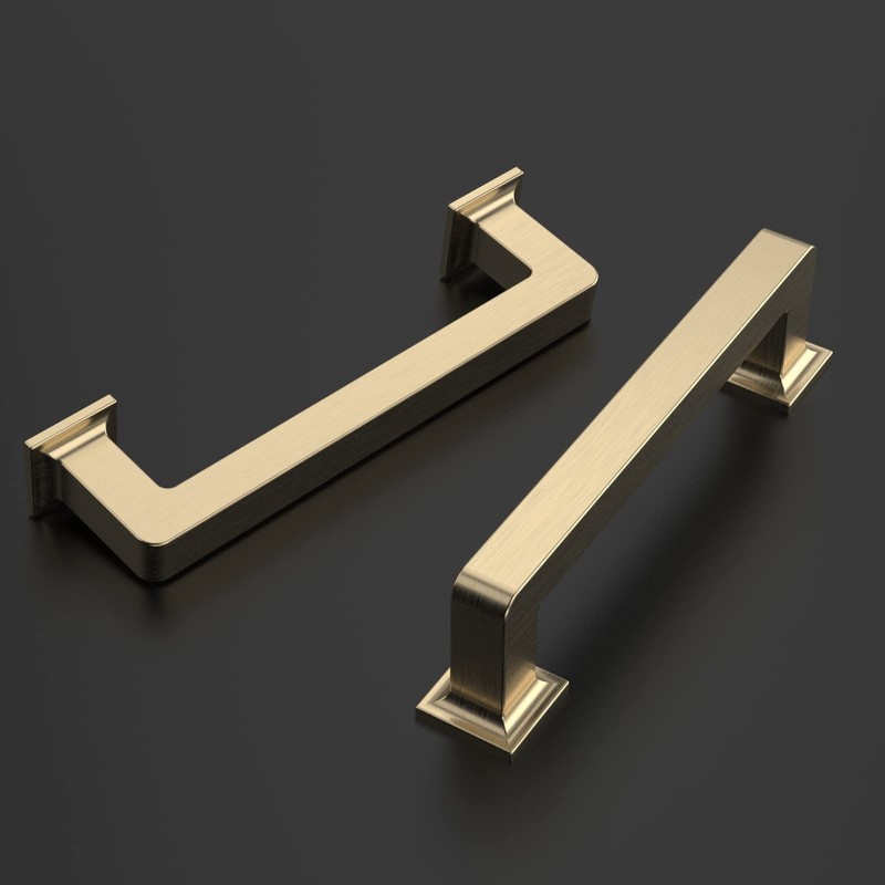 Amerdeco 10 Pack Brushed Brass Cabinet Pulls 3 Inch(76MM) Hole
