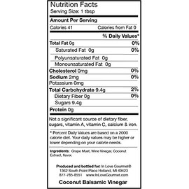 In Love Gourmet Coconut Balsamic Vinegar 250ML/8.5oz Coconut Salad Dressing, Give a Unique Tropical Island Flair to Your Dishes