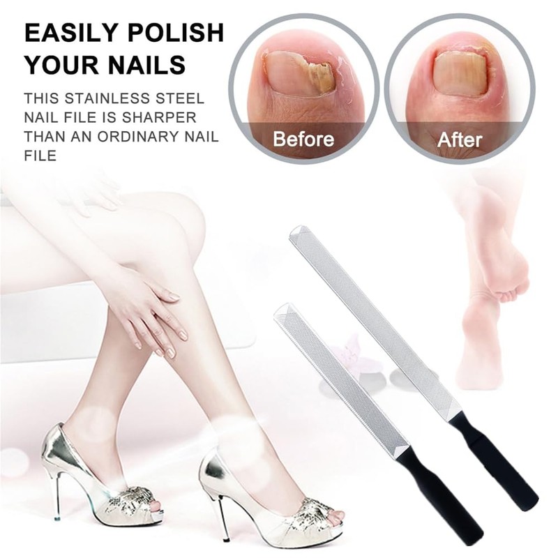 2 PCS Toe Nail Files for Thick Nails Robust Stainless