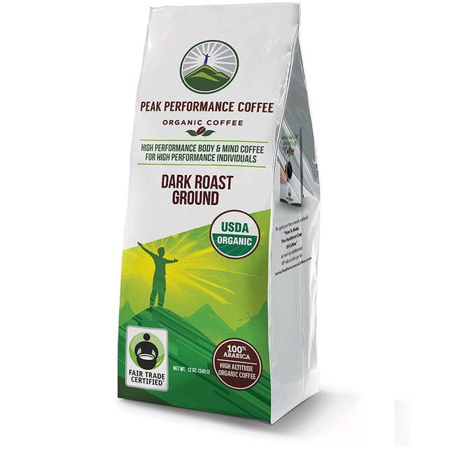 Peak Performance High Altitude Organic Coffee. High Performance Body and Mind Coffee for High Performance Individuals. Fair Trade Beans Full of Antioxidants. USDA Organic Dark Roast Ground Coffee