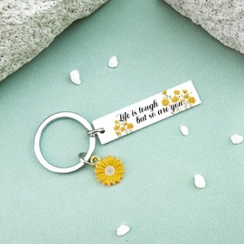 AOBIURV Sunflower Gifts for Women Inspirational Sunflower Keychain for Her Motivational Encouragement Positive Cheer Up Gifts for Friends Families Coworkers Birthday Graduation Present Ideas
