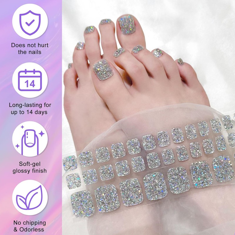 Pack of 34 Toenails Nail Foils, Deep Pink Purple Gradient