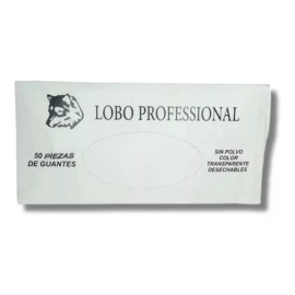 Lobo Caja Guantes 50pz Vinil Transparentes Talla Grande