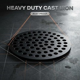 5.5 Inch Cast Iron Round Drain Cover, Heavy Duty Rust Proof Floor Drain Grate, Anti-Clog Replacement Drain Cover for Garage Basement Outdoor Patio, Fits 5.5" Drain Pipes, 1 Pack