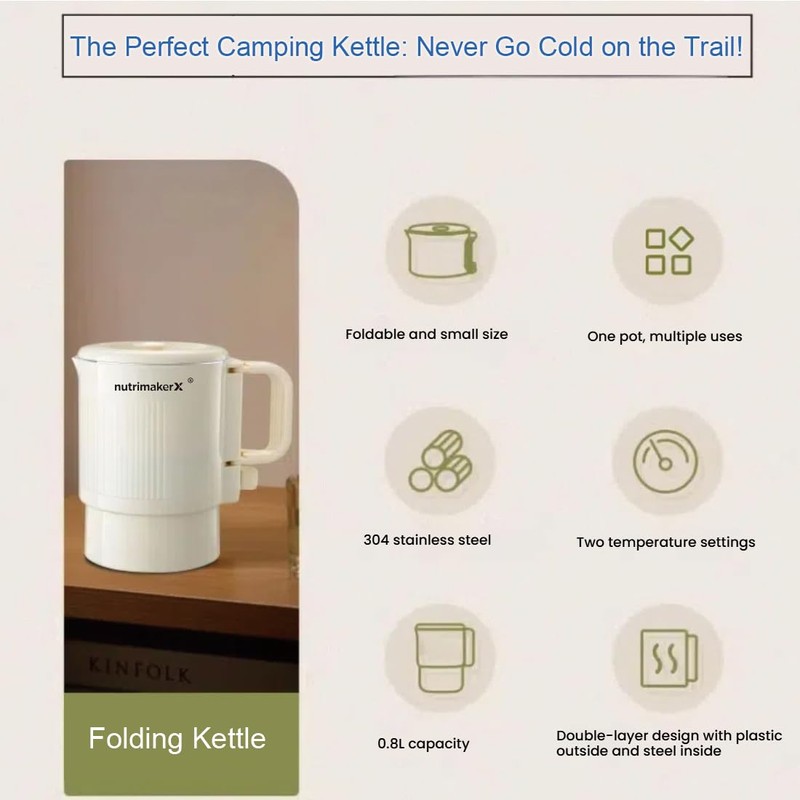 Premium Travel-Friendly Foldable Electric Kettle - 21oz Hot Water Boiler