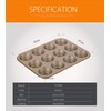 For Bake Carbon Steel Nonstick Bakeware Muffin Pan (12-Cup)