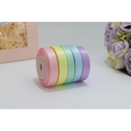 Satin Ribbon 3/8 Inch, Pastel Color Double Faced Ribbon for Gift Wrapping, Flower Bouquet, Wedding Party Decoration, Hair Bows, DIY Crafts - 8 Yards/Roll, Total 40Yds