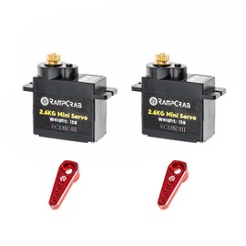 RampCrab Steering Servo with Servo Horn for AX24 SCX24 RC Car, Upgrade Parts for Axial SCX24, AX24, Red Horn, 2 Sets