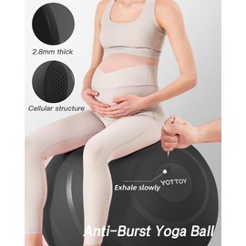 YOTTOY Anti-Burst Exercise Ball for Working Out, Yoga Ball for Pregnancy,Extra Thick Workout Ball for Physical Therapy,Stability Ball for Ball Chair Fitness with Pump (Dark)