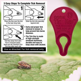 The Original Tick Key -Tick Removal Device - Portable, Safe and Highly Effective Tick Removal Tool (Raspberry)