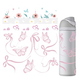 SPORCO Bow Stickers for Owala FreeSip Water Bottle 24 oz 32 oz, Waterproof UV DTF Decals, Accessories Set Stickers for Owala Cup, Cute Stickers for Teens Girls Kids Adults