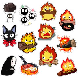 GTOTd Calcifer Fridge Magnet (Pack of 12) Gifts Merch Decoration Bumper Sticker Fridge Metal Magnet Flexible Reusable Magnetic Vinyl