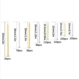 820 Pieces Nails Wall, Round Head Wooden Nails, Picture Nails Hanging, Wall Nails, Hardware Nail Assortment Set for Picture Frame, Woodworking, Picture Frame Mirrors