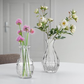 KETWOD Mini Glass Bud Vases - Set of 6 Small Vases for Flowers, Perfect for Centerpieces,Flower Vases for Centerpieces.