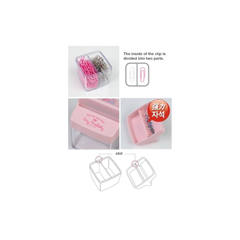 LENITH Cute Animal Faced Mymelody Paper Clip Dispenser Magnetic Lid