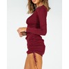 BTFBM Women's 2023 Long Sleeve Ruched Mini Bodycon Dress Sexy