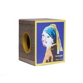 Tinklylife Cat Condo Scratcher Cardboard, Girl with a Pearl Earring Shape Adaptation Spoof Version Cat Scratching House Bed Furniture Protector, Pink