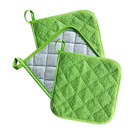 Piece, 6 Colours, Cotton, Pot Holder Set, Machine Washable, Pot Holders, Warming for Kitchen, Oven Towel, Pot Holder Grill Mats for Charcoal 40 x 60 (Green, One Size)