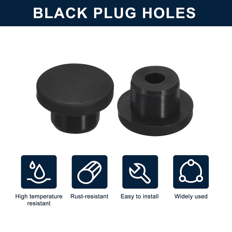 QUARKZMAN Pack of 5 Black Plug Holes, Rubber Button for