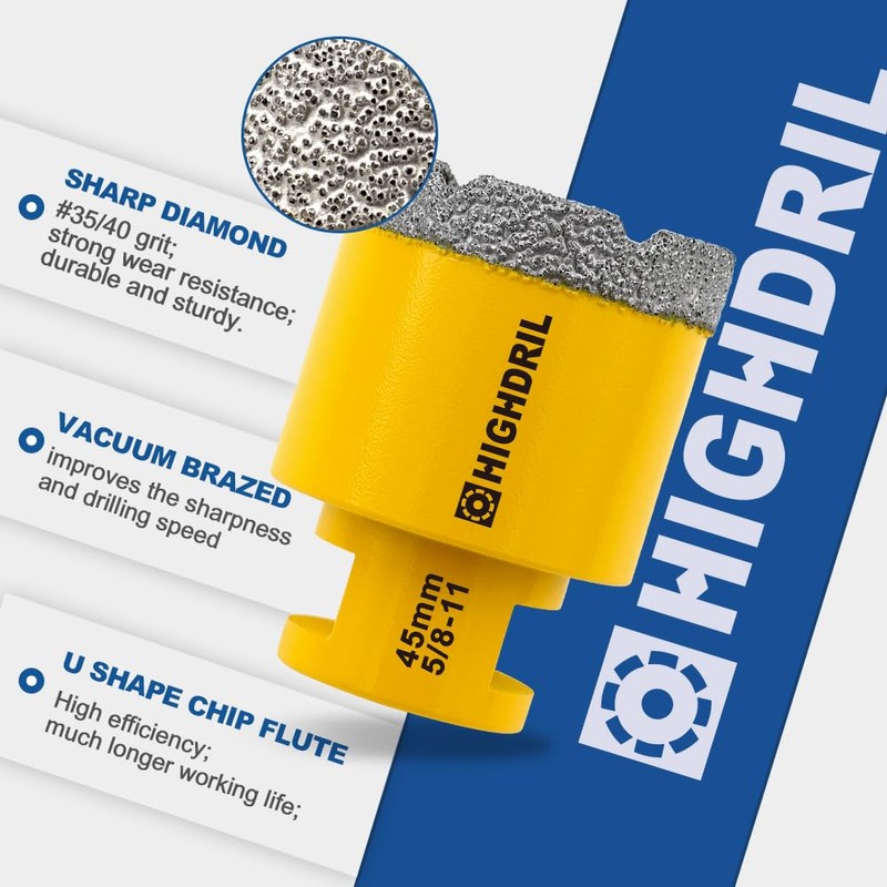 HIGHDRIL Diamond Core Drill Bits Set for Porcelain Tile Granite