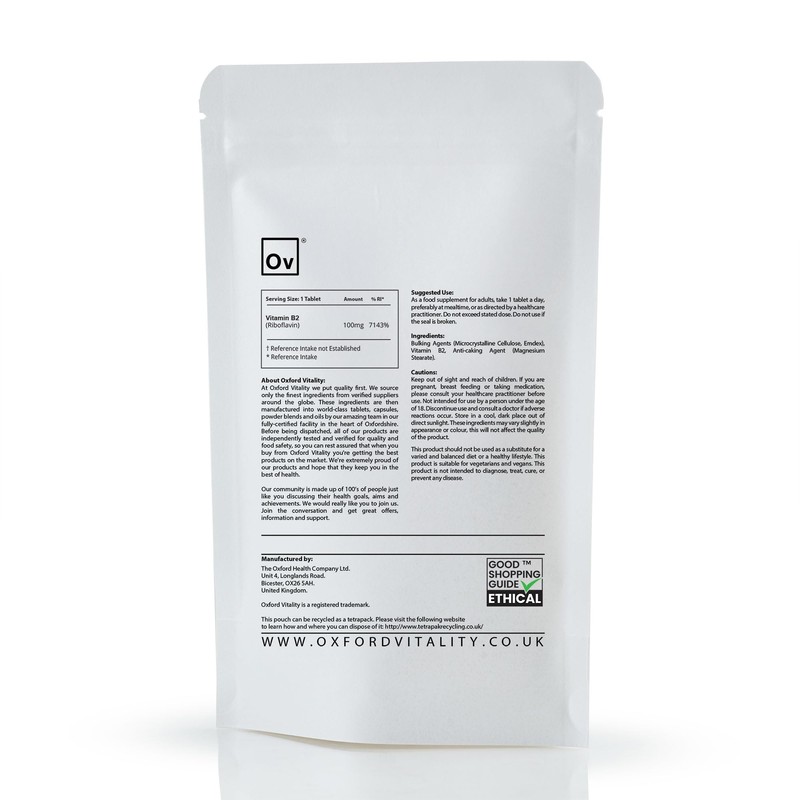 Vitamin B2 Tablets| 100mg Riboflavin Supplement for Energy & General